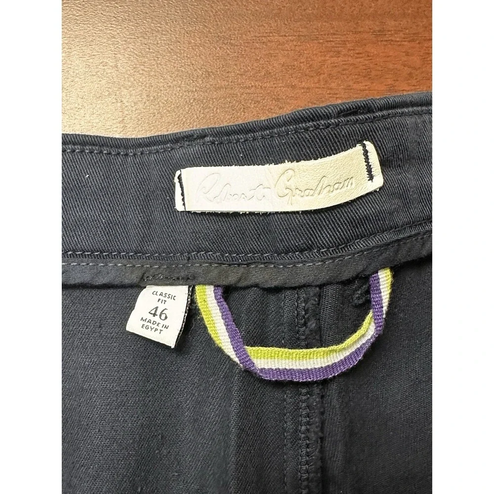 Robert Graham Chino Shorts Mens 46 Navy‎ Blue Classic Solid Fit Summer Golf NEW